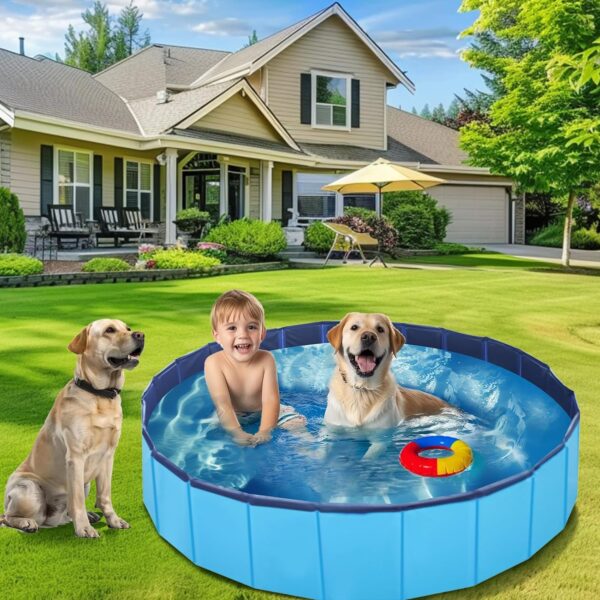 Neween Foldable Dog Pool, Collapsible Hard Plastic Dog Swimming Pool, Portable Bath Tub for Pets Dogs and Cats, Leakproof PVC Pet Wading Pool for Indoor and Outdoor, S - 32 x 8 Inches - Image 7