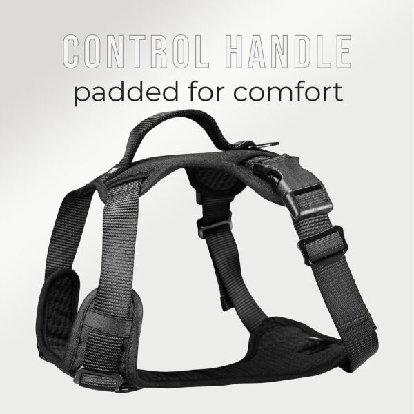 TUG Dog Harness with 2 Leash Connection Points | Adjustable, Padded, Lightweight Harness | Handle on Back | No-Pull Front Clip (Medium, Black) - Image 2