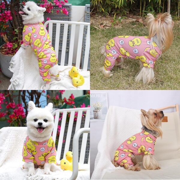 Dog Pajamas for Small Dogs Girl Boy Yellow Duck Soft Material Stretchable Dog Clothes Pjs Puppy Onesie Outfits for Sized Doggie Spring Summer Shirts Sleeper Pet Costume Cat Jammies - Image 4