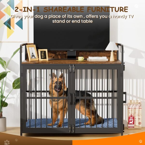 Large Dog Crate Furniture for Large Dogs, 43" Wooden Heavy Duty Dog Kennel with Double Doors, Decorative Pet House Dog Crates Side End Table Indoor(43.3" W×27.6" D×28.3" H) - Image 7