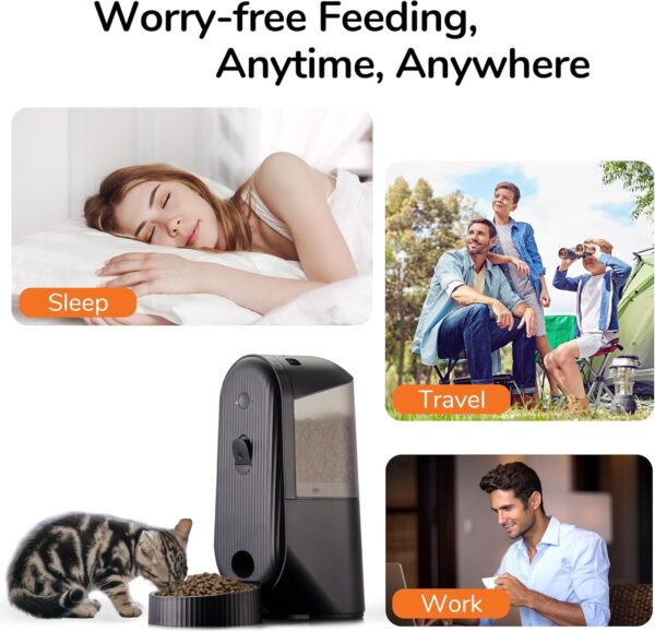 Automatic Cat Feeder, 1080P HD Camera Timed Auto Dog Feeder with App, FUKUMARU Smart 5G WIFI Dry Food Dispenser - Never Miss a Feeding with Honey Pets - Image 3