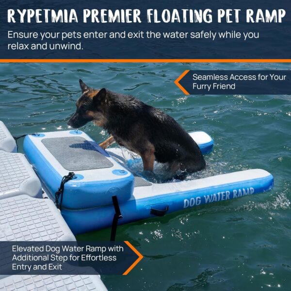 Dog Water Ramp, Inflatable Dog Float Floating Ramp Ladder for Pools Boats Docks | Dog On Water Ladder Steps | for Swimming Pets Up to 240 Pounds (Blue (Boost Step)) - Image 2