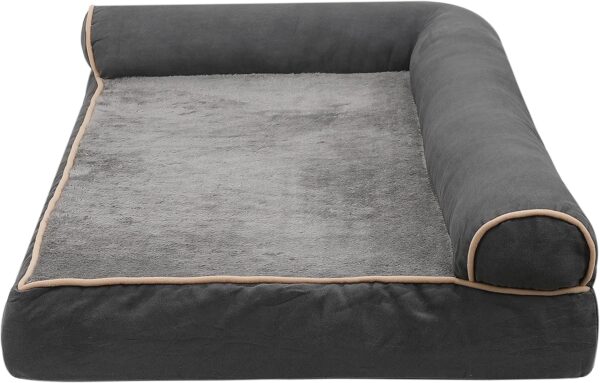 Jumbo XL Orthopedic Dog Bed - Two-Tone Faux Fur & Suede L-Shaped Chaise with Removable Washable Cover - Image 4