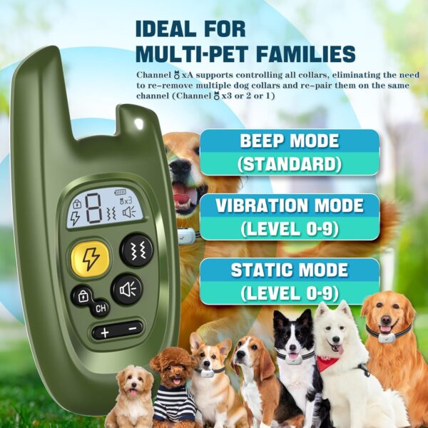 Dog Shock Collar with Remote - [2024 Newly Upgraded] Dog Training Collar for Small Medium Large Dogs, Rechargeable E Collar for Dogs Training, IPX7 Waterproof Electric Collar with Unique Shock-Lock - Image 3