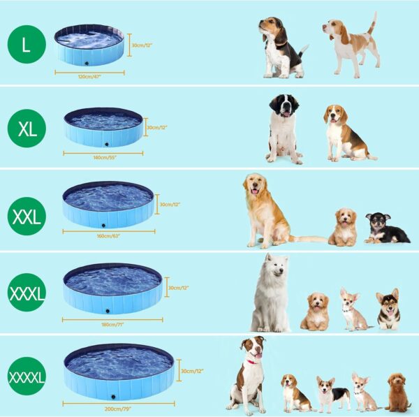 Yaheetech Foldable Dog Pool 63 x 12 Inches Collapsible Hard Plastic Pet Swimming Pool Portable Dog Bath Tub Puppy Cat Shower Pet Wading Pool for Outdoor/Indoor w/Pet Repair Patches, Blue - Image 5