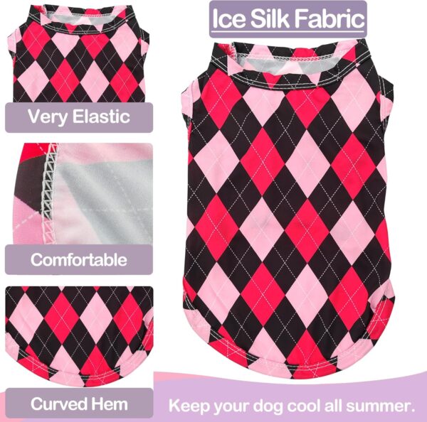 PET SHOW 4 Pack Cooling Dog Shirts Puppy Summer Clothes Paisley Vest Paw Printed Sleeveless Cats Doggies Floral T-Shirts Plaid Tank Top Tee for Small Medium Dogs (L, Pink for Girls) - Image 5