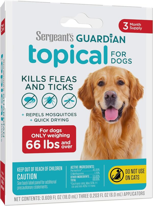 Sergeant's Guardian Flea & Tick Squeeze On Topical for Dogs, 66+ lbs., 3 Count - Image 11