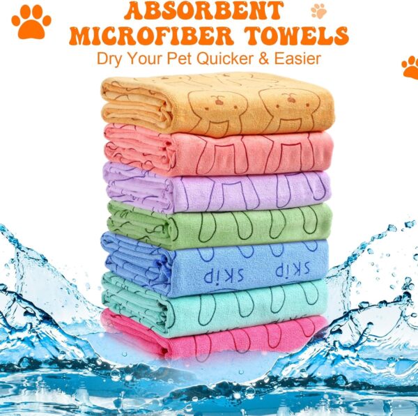 8 Pcs Dog Drying Towels Bulk 55'' x 28'' Pet Grooming Towels Absorbent Microfiber Dog Bath Towels Quick Drying Puppy Bathing Towel for Small Medium Large Dogs Cats Pets Bathing Grooming (Colorful) - Image 2