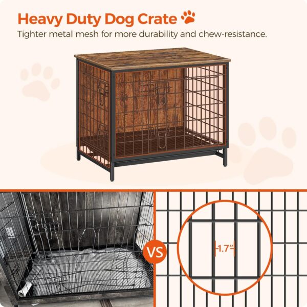 Dog Crate Furniture, Wooden Dog Kennel with Removable Tray, Heavy-Duty Dog Cage End Side Table, Indoor Dog House for Small/Medium/Large Dogs, 25.2" L, Rustic Brown DCHR0101Z - Image 8