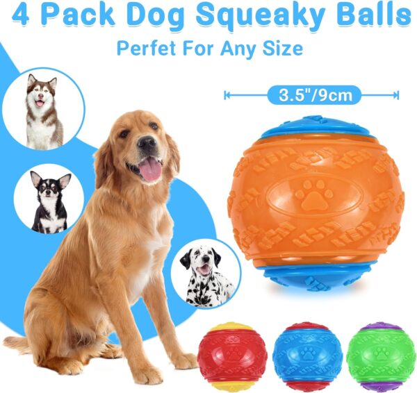 3.5in Squeaky Dog Balls, Dog Toys Balls for Training, Tough Ball Toys for Dogs, Light Weight Dog Toy Balls, High Bouncy Dog Ball for Interactive Playing, Puppy Pet Chew Balls Teething Balls 4Pcs - Image 2