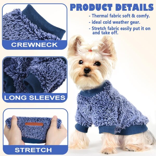 Yikeyo XXS Dog Sweaters for Small Dogs Male Winter Warm Fleece Dog Clothes Chihuahua Yorkie Teacup Puppy Sweater Pet Coat Jacket Cat Outfit for Puppy Small Dogs Boy and Girl, （XXS，Navy Blue） - Image 4