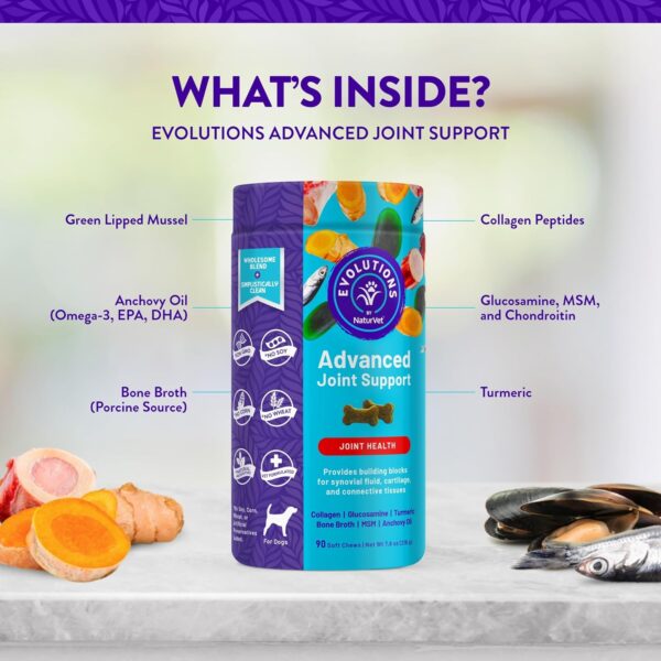 Evolutions by NaturVet Advanced Joint Support 90ct Soft Chews for Dogs - Anchovy Oil, Bone Broth, Collagen, Glucosamine, Turmeric, MSM - Helps Support Synovial Fluid, Cartilage, Connective Tissues - Image 4