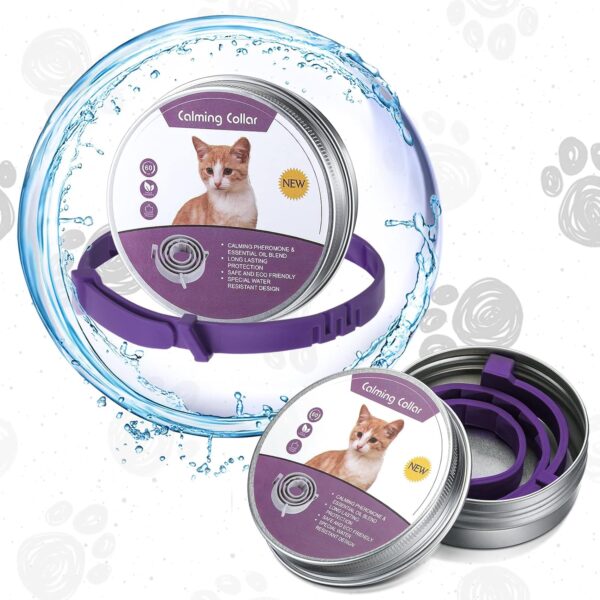 3 Pcs Cat Adjustable Calming Collar, Reduce Anxiety Cat Collars for Pets, Calm Collar Pacify Kitten, Suitable for Small, Medium and Large Cats, 15 Inches (Purple) - Image 3