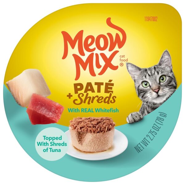 Meow Mix Paté & Shreds Wet Cat Food Variety Pack, Seafood & Poultry Favorites, 2.75 Ounce Cup (Pack of 12) - Image 2