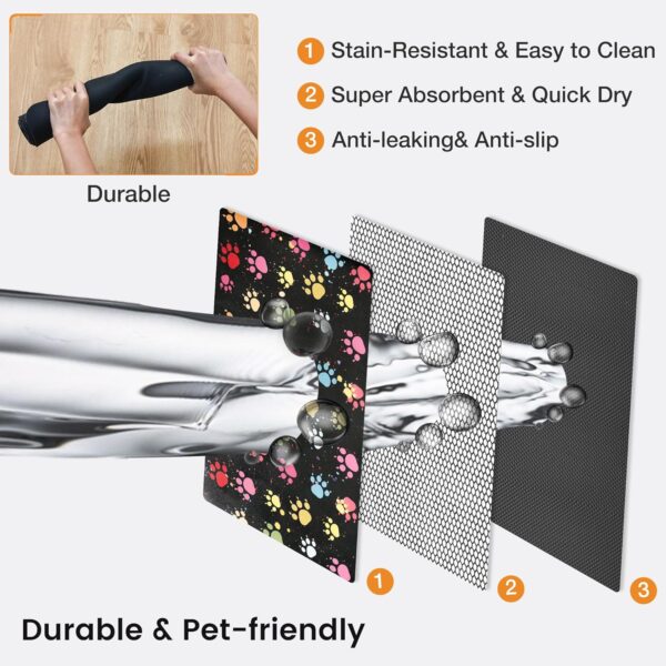 Pet Feeding Mat- Absorbent Dog Mat for Food and Water Bowl, Pet Food Bowl Mat, Dog Bowl Mat with Non-Slip Backing, Dog Food Mats for Floors, Quick Dry Dog Water Dispenser Mat(Black,12"x19") - Image 6