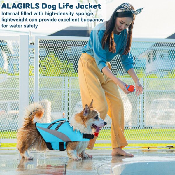 ALAGIRLS Dog Life Jacket for Large Dogs, Reflective Dog Swim Safety Life Vest with Strong Buoyancy for Swimming Boating Pool, Large Dog Water Flotation Vest, Blue XL - Image 5