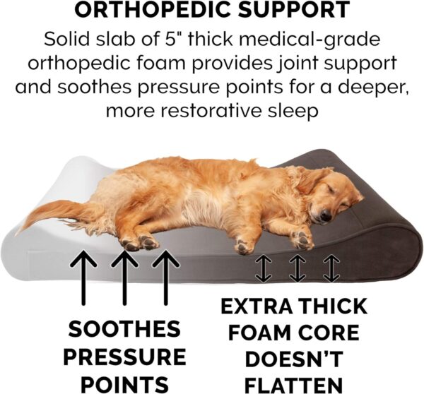 Furhaven Orthopedic Dog Bed for Large Dogs w/ Removable Washable Cover, For Dogs Up to 75 lbs - Microvelvet Luxe Lounger Contour Mattress - Espresso, Jumbo/XL - Image 5