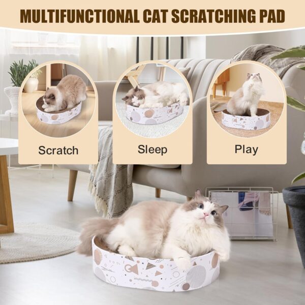 Cardboard Scratcher Pad Scratching Post:Oval Sturdy Cat Scratching Cardboard Pad Breathable Cat Scratch Pad, Cat Scratching Cardboard for Indoor Cats, Furniture Protecter - Image 4