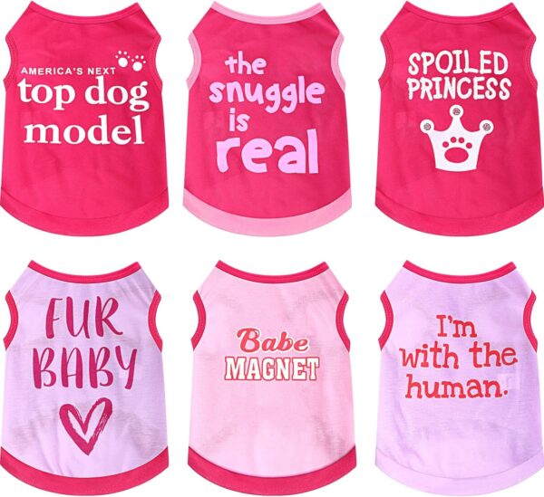 Jexine 6 Pack Dog Shirt Puppy Clothes for Chihuahua Dog T Shirt Girl Dog Clothes Breathable Dog Outfit Dog Costume Summer Cat Dog Clothes Dachshund Puppy Accessories Printed Dog Shirts (Medium)