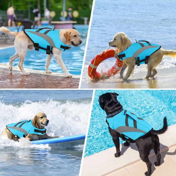 ALAGIRLS Dog Life Jacket for Large Dogs, Reflective Dog Swim Safety Life Vest with Strong Buoyancy for Swimming Boating Pool, Large Dog Water Flotation Vest, Blue XL - Image 7