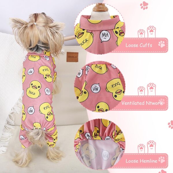 Dog Pajamas for Small Dogs Girl Boy Yellow Duck Soft Material Stretchable Dog Clothes Pjs Puppy Onesie Outfits for Sized Doggie Spring Summer Shirts Sleeper Pet Costume Cat Jammies - Image 6