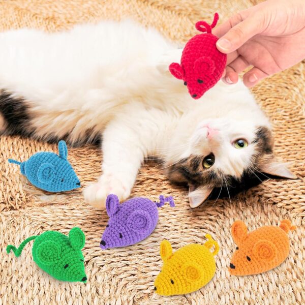 Retro Shaw Catnip Cat Toys Mice 6Pcs,Cat Mouse Toy for Indoor Cats Kitten Chase Exercise,Filled Silvervine Cat Teeth Cleaning Chew Toy,Cute and Fun Interactive Cat Nip Toy,All - Handmade - Image 7