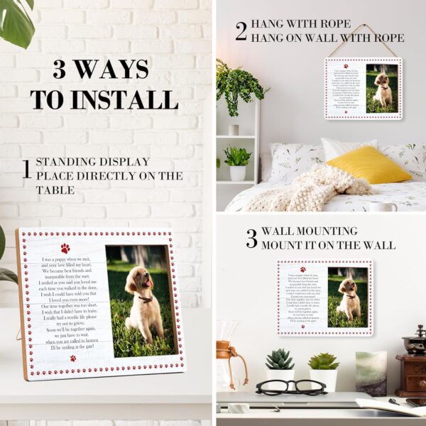 Pet Memorial Pictures Frame, Remembrance Photo Frame, Sympathy Gifts For Loss Of Pet Dog Cat, Farmhouse Home Living Room Bedroom Office Decoration -101 - Image 3