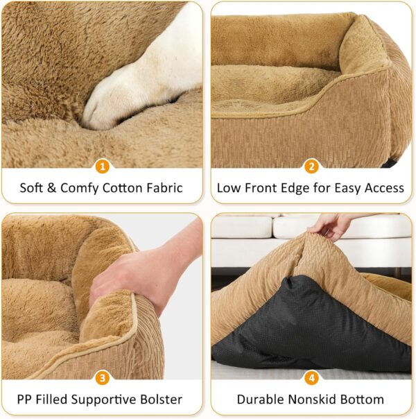 FURTIME Medium Dog Beds for Medium Dogs, Rectangle Washable Dog Bed, Orthopedic Dog Bed Soft and Comfy Calming Puppy Bed Waterproof Dog Cuddler Sofa Pet Bed with Anti-Slip Bottom M(25''x21''x8'') - Image 5