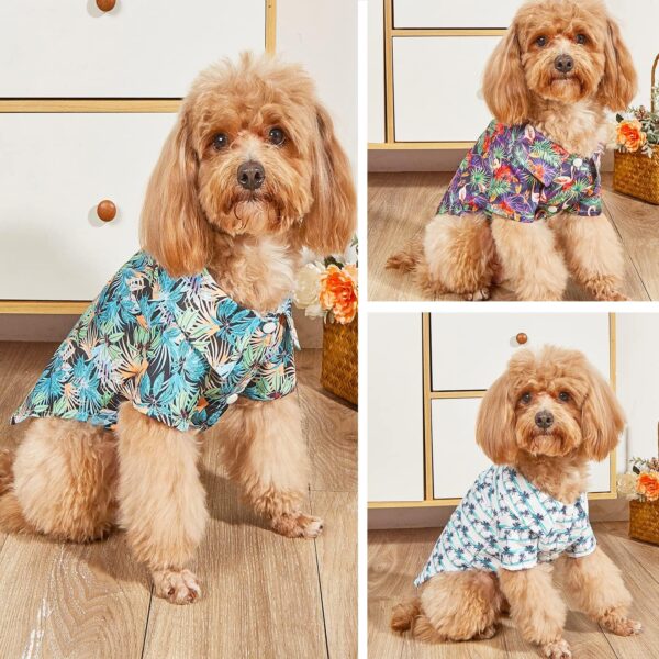 3 Pieces Dog Summer Clothes Hawaiian Breathable Cool Dog Shirt for Small Dogs Boy Seaside Beach Shirts Pet Apparel Dog Cat T-Shirts for Leisure Vacation Puppy Shirt Sweatshirt（Large） - Image 2