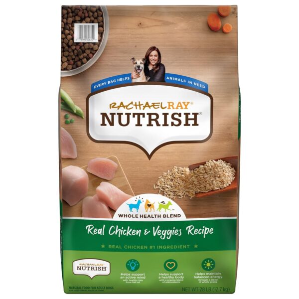 Rachael Ray Nutrish Premium Natural Dry Dog Food, Real Chicken & Veggies Recipe, 28 Pound Bag (Packaging May Vary)