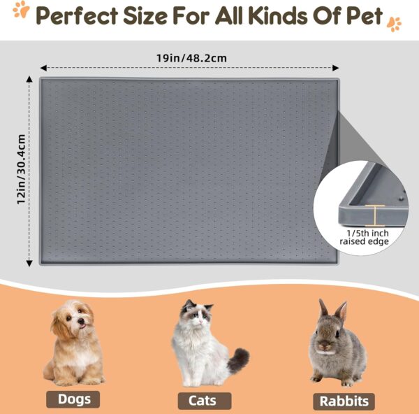 Dog Cat Food Mat Dog Feeding Mat for Food and Water Silicone Pet Food Mat Dog Water Bowl Mat Dog Food Dish Mats for Floors Waterproof Nonslip Dog Placemat Tray to Stop Messes on Floor - Image 2