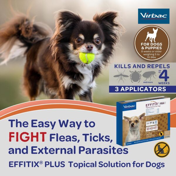 Effitix Plus Topical Solution for Dogs - Flea and Tick for Toy Dogs (5-10.9lbs), 3 Doses, Waterproof Topical Prevention (by Virbac) - Image 4