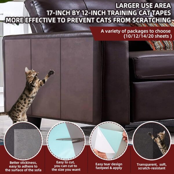 Cat Scratch Deterrent Tape – Double Sided Anti Scratching Sticky Tape Cat Furniture Protector – Cat Training Tape - Corner Couch Protector for Cats - Cat Scratch Furniture Protector - Cat Scratch - Image 3