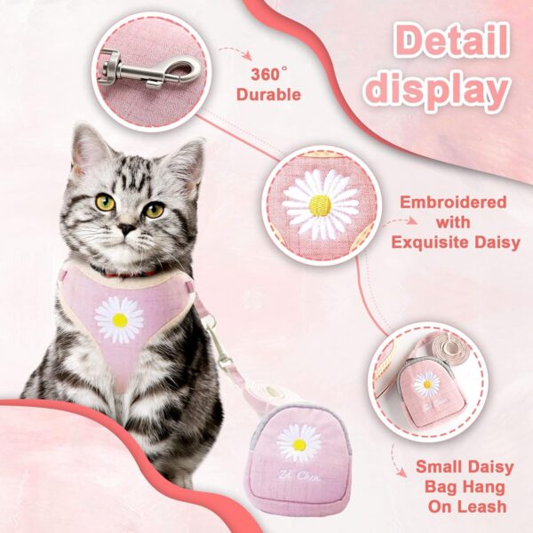 Cute Small Dog Harness and Leash Set with Bags No Pull Daisy Dog Vest Harness Soft Breathable Mesh Puppy Dog Harness for Small Dogs Cats Spring Summer Yorkies Shih Tzu (Pink,Small) - Image 7