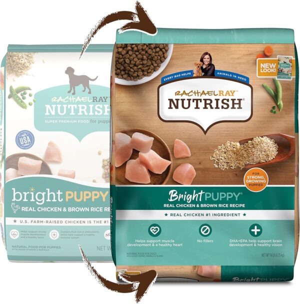 Rachael Ray Nutrish Bright Puppy Premium Natural Dry Dog Food with Added Vitamins, Minerals & Taurine, Real Chicken & Brown Rice Recipe, 14 Pound Bag (Packaging May Vary) - Image 3