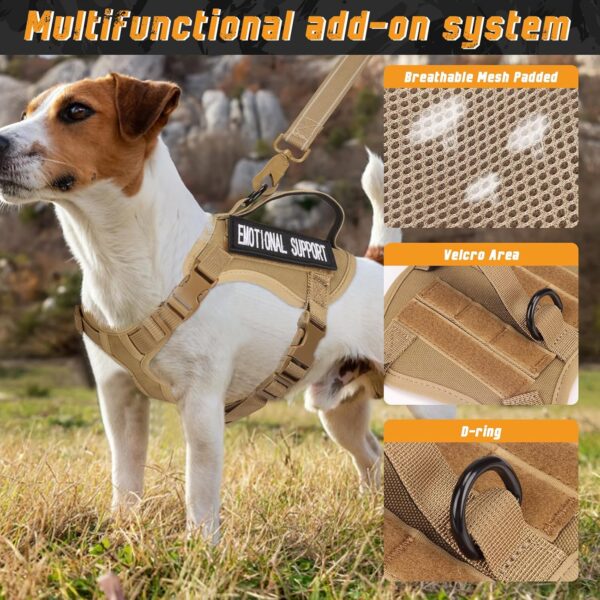 Tactical Dog Harness for Small Dogs, Military Puppy Vest Outdoor Training Dog Harness and Leash, Adjustable Service Dog Vest Harness with Handle，3 Patches - Image 4