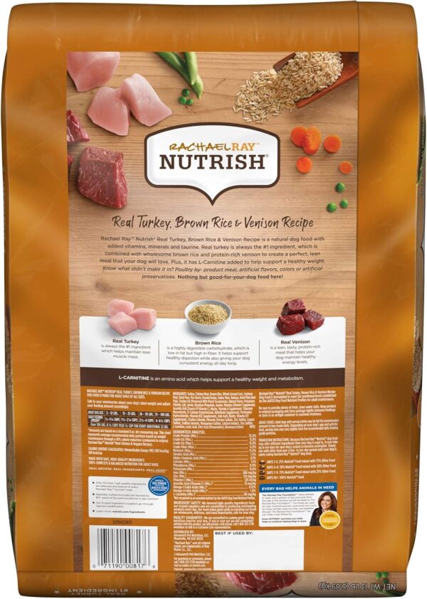 Rachael Ray Nutrish Dry Dog Food, Turkey, Brown Rice & Venison Recipe for Weight Management, 13 Pounds - Image 3