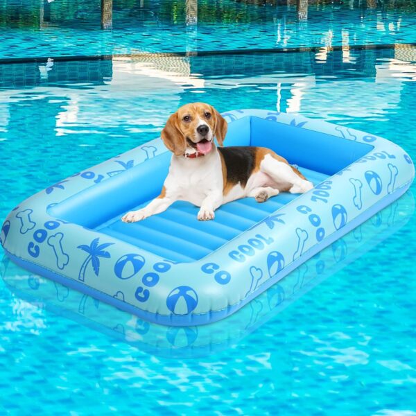 Dog Float for Pool Inflatable Dog Pool Float for Summer Foldable Pet Pool Rafts Puppy Pool Raft Inflatable Dry Dog Float for Small Medium and Large Dogs, Hold up to 110 Pounds