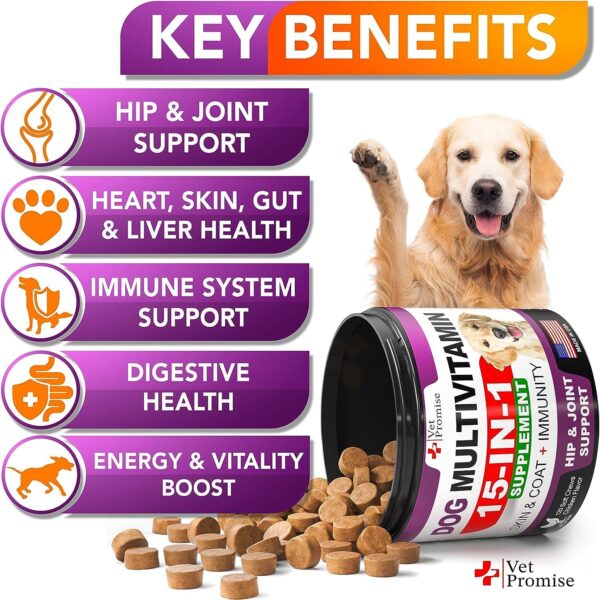 (2 Pack) Dog Multivitamin Chewable with Glucosamine - Dog Vitamins and Supplements - Senior & Puppy Multivitamin for Dogs - Pet Joint Support Health - Immunity - Mobility - Energy - 240 Chews - Image 2