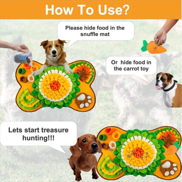 Snuffle Mat for Dogs and Cats,Sniff Mat with 2 Carrot Toys,17''x25'' Activity Mat for Cats,Rabbits,Puppies - Slow Eating,Stress Relief,Foraging Skills Training - Image 2