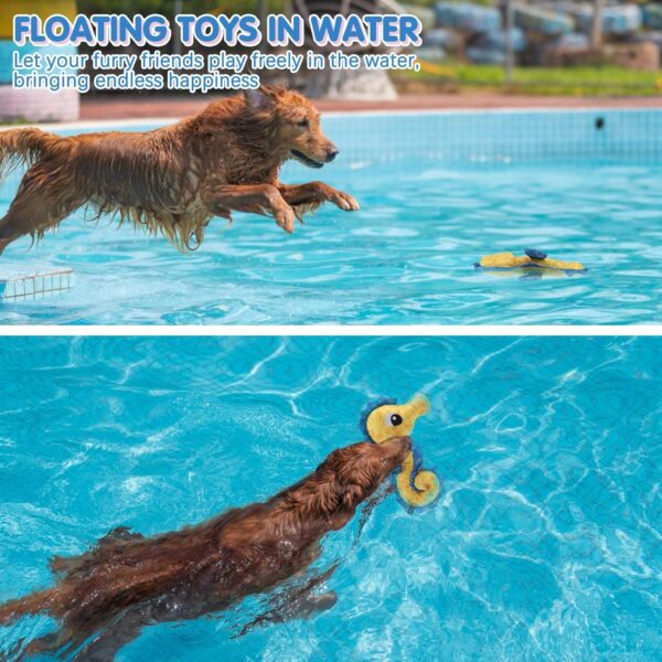 BINGPET Dog Water Toys Floating Toys,2 Pack Squeaky Dog Toys,Tough Interactive Dog Toys with Durable Oxford Fabric Summer Pool Outdoor,Seahorse Shaped Cute Dog Chew Toys for Small Medium Large Dogs - Image 2