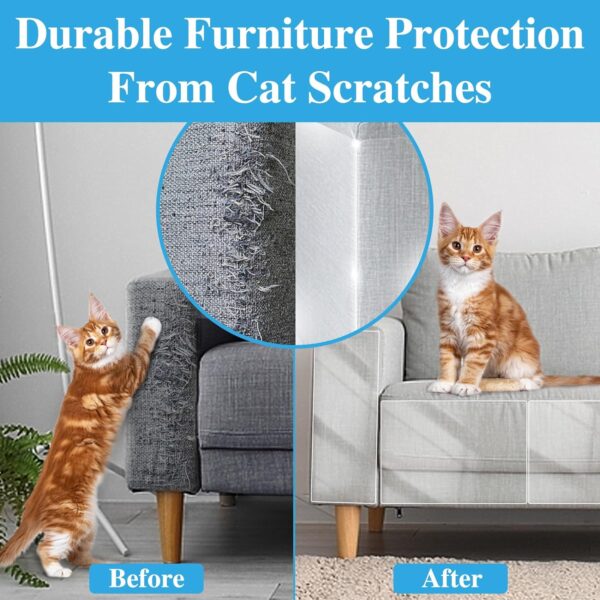 Cat Scratch Furniture Protector, Sofa Protectors from Pets, 8 Pack Anti Cat Scratch Furniture Protector with 50 Twist Pins for Table, Clear Cat Scratch Protector for Furniture Accessories - Image 2