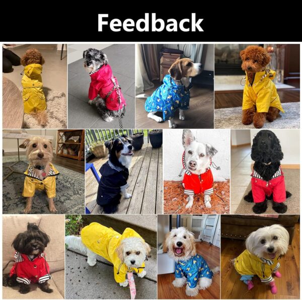 Morezi Dog Zip Up Dog Raincoat with Reflective Buttons, Rain/Water Resistant, Adjustable Drawstring, Removable Hood, Dog Raincoats with Legs 8lbs to 80lbs Available - Yellow - XL - Image 2