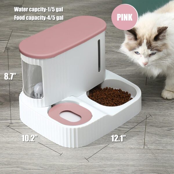 Automatic Cat Food Water Dispenser Gravity Pet Self Feeder Dry Food Bowl and Watering Supplies Dispenser for Indoor Small Medium Dog Puppy Kitten 2 in 1 (PINK) - Image 2