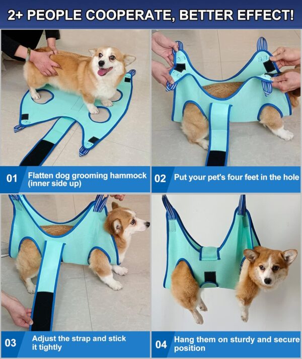 Dog Grooming Hammock, 2023 New Edition Medium Dog Hanging Harness Holder for Nail Clipping, Dog NailTrimming Cutting Hammock, Dog Grooming Sling Restraint Bag with Wide Strap Sewed - Image 4