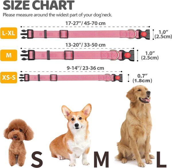 Polyester Dog Collars for Medium Dogs Female Male,Durable Comfortable Padded Basic Dog Collars for Puppy Small Extra Large Breed with Quick Release Safety Buckle for Dog Boy Girl,Pink,M - Image 7