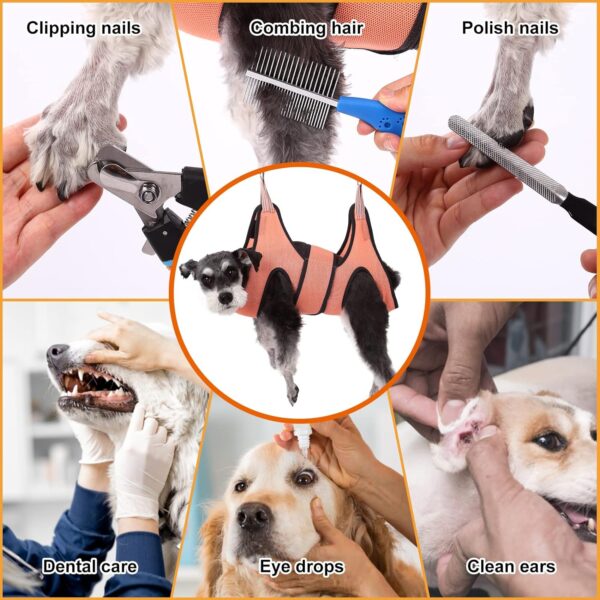 Dog Grooming Hammock Harness, XS Pet Grooming Harness for Puppy Small Dogs,Dog Nail Trimming Hammock with Nail Clippers,Dog Grooming Sling Holder with Wide Strap Sewed on Pet Restraint Bag - Image 3