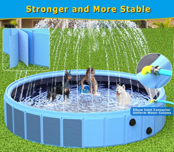 Foldable Dog Pool with Sprinkler, 86.6 in Extra Large Dog Swimming Pool, Outdoor Collapsible Pet Bathing Tub for Pets Dogs Cats and Kids (86.6" x 12",Blue) - Image 5