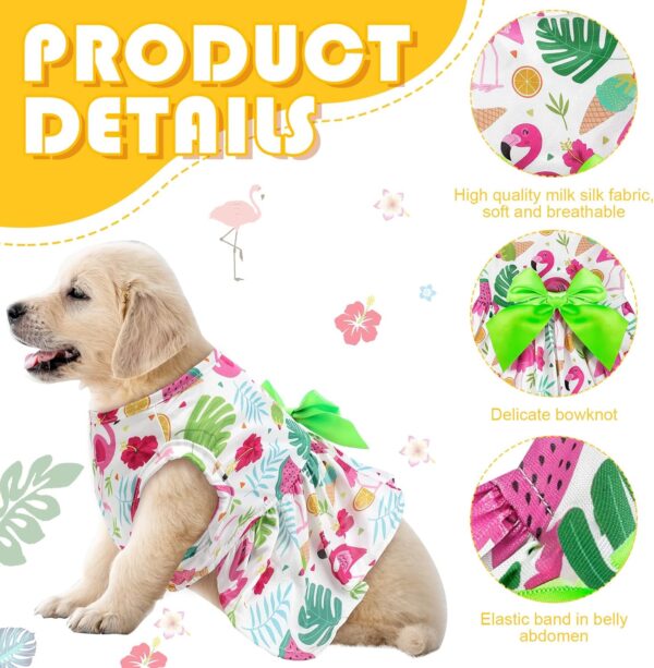 LEIFIDE 8 Pcs Summer Themed Hawaii Dog Dresses Holiday Dog Dress Flamingo Fruit Floral Pattern Pet Skirts Hawaii Puppy Princess Dresses Outfits Bowknot Puppy Dresses for Girl Dogs Cats Beach (Medium) - Image 3