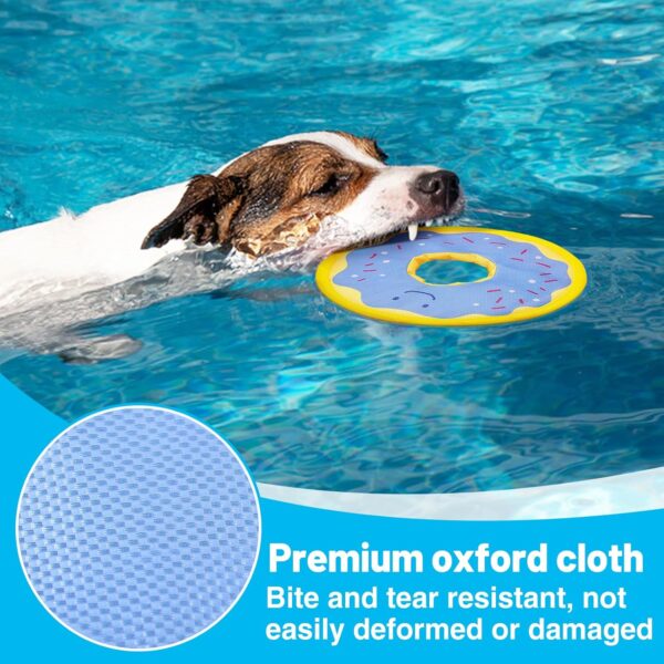 MEWTOGO Dog Pool Floating Toys - Donut Squeaky Water Toys for Small Medium Dogs, Durable Oxford Fabric Interactive Flying Discs for Summer Outdoor Pool Playing, 2PCS - Image 4